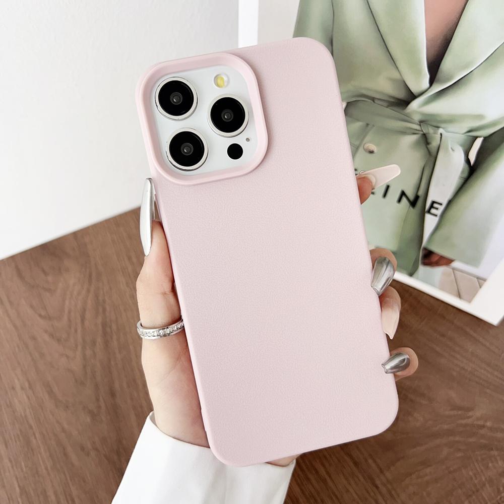 Candy Color Luxury Leather Texture Silicone Soft Case For iPhone 16 15 14 13 12 11 Pro Max Plus Matte Ultra Thin Cover Shell 16