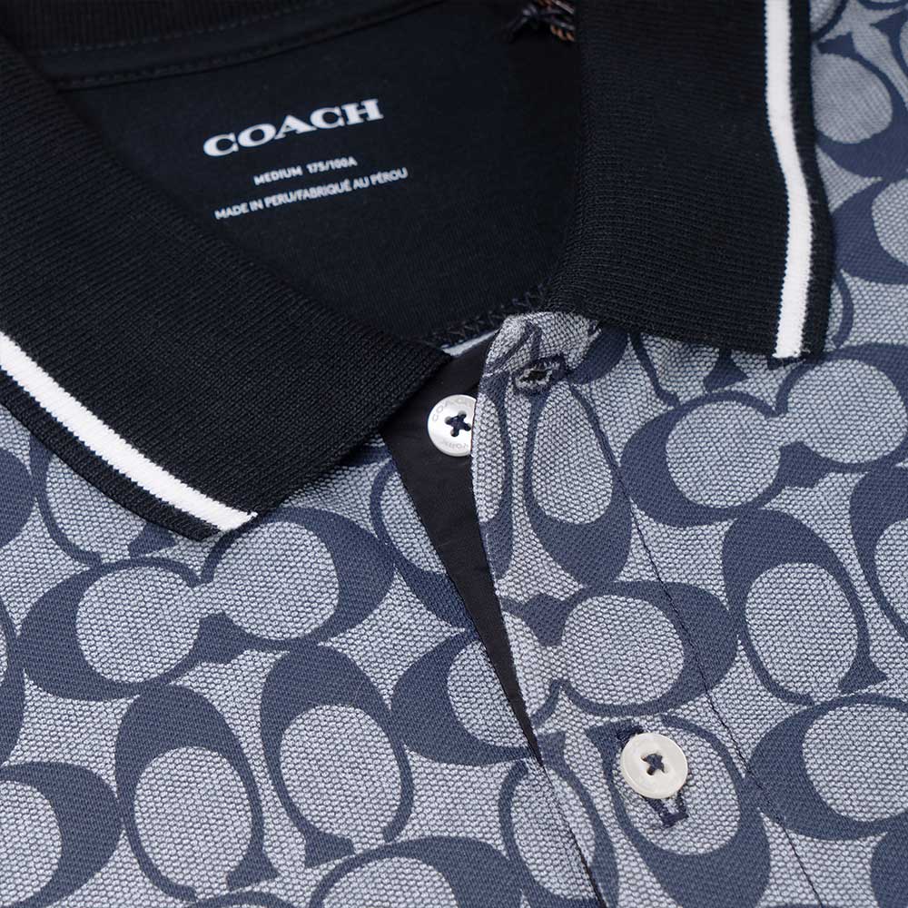 Coach Ss23 Logo All Over Print Casual Short Sleeve Polo Shirt Men tops Black C9605-RBC