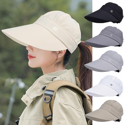 Kadınlar için Geniş Kenarlı Güneş Şapkası Yaz Yüzü Kapatan Anti-UV Güneşlik Plaj Şapkaları Açık Hava Bisiklet Boş Tepe Şapka Çıkarılabilir Güneş Siperlikleri