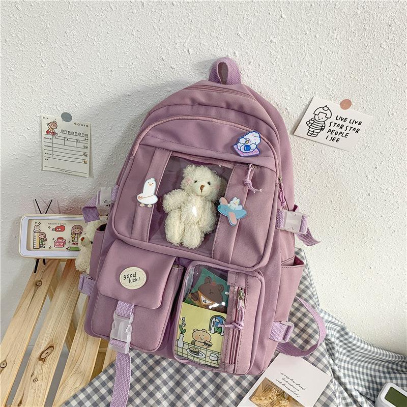 New Backpack for Women Korean Style Student Bag Primary and Secondary School School Bag Nylon Cloth Large Capacity Backpack