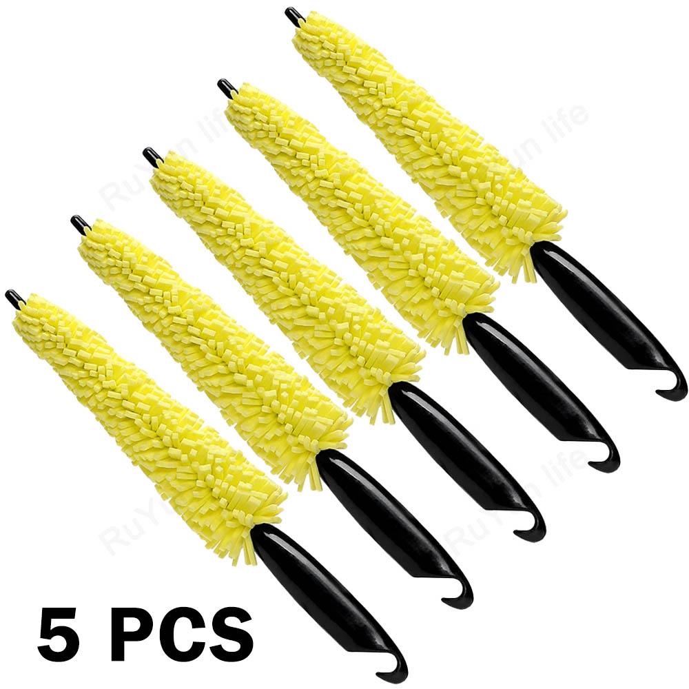 5pcs Car Rim Scrubber Wheel Cleaner Brush Wheels Tire Rim Brush with Plastic Handle Portable Auto Detailing Wash Cleaning Tools