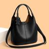 2025 High-End Genuine Leather Women's Shopping Basket Bag with Double-Sided Texture and Leather Tag.