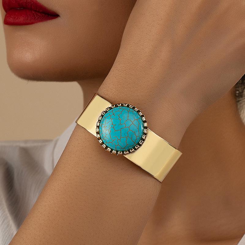 Vintage Turquoise Beaded Bracelet - Trendy Hip-Hop Style for Women