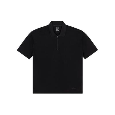 Solid Color Polo Shirt Unisex Tops Black 2203A213-001