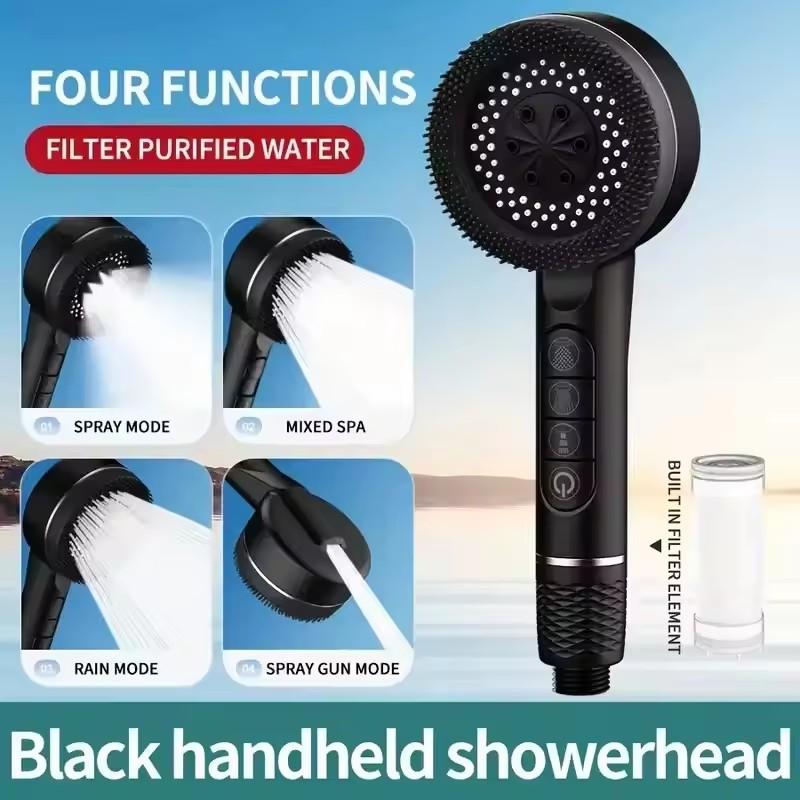 Upgraded 1pc Multi-functional Supercharged Shower Head Four-speed Adjustment Home Showerhead With Filter Bathroom Accessories