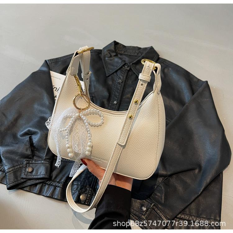 2025 New Trendy Simple Underarm Bag Premium Textured Palm Pattern Dumpling Bag Versatile Shoulder Crossbody Bag Women's Bag