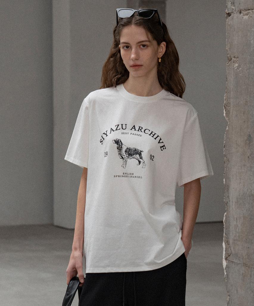 Siyajyu Sitp5191 Archive Houndstooth Print Short Sleeve T-Shirt_Ivory