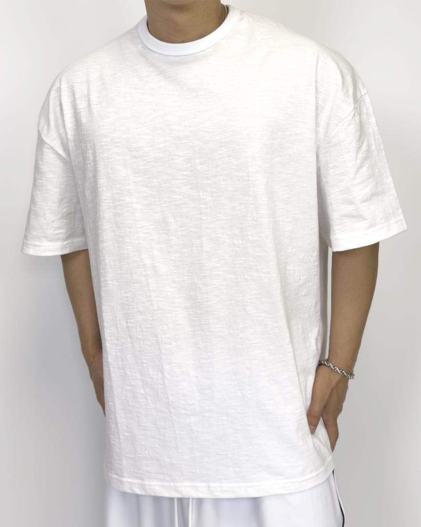 Pasiensia Plain Oversized Slub Short Sleeve White