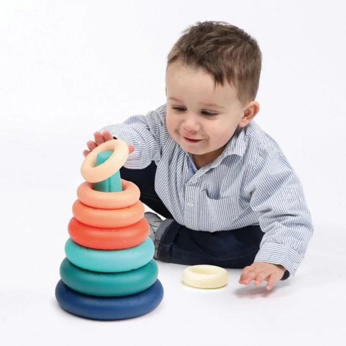 Jeux D'éveil - LUDI - Pyramide - 8 Anneaux Colorés - Plastique Souple - Dès 10 Mois