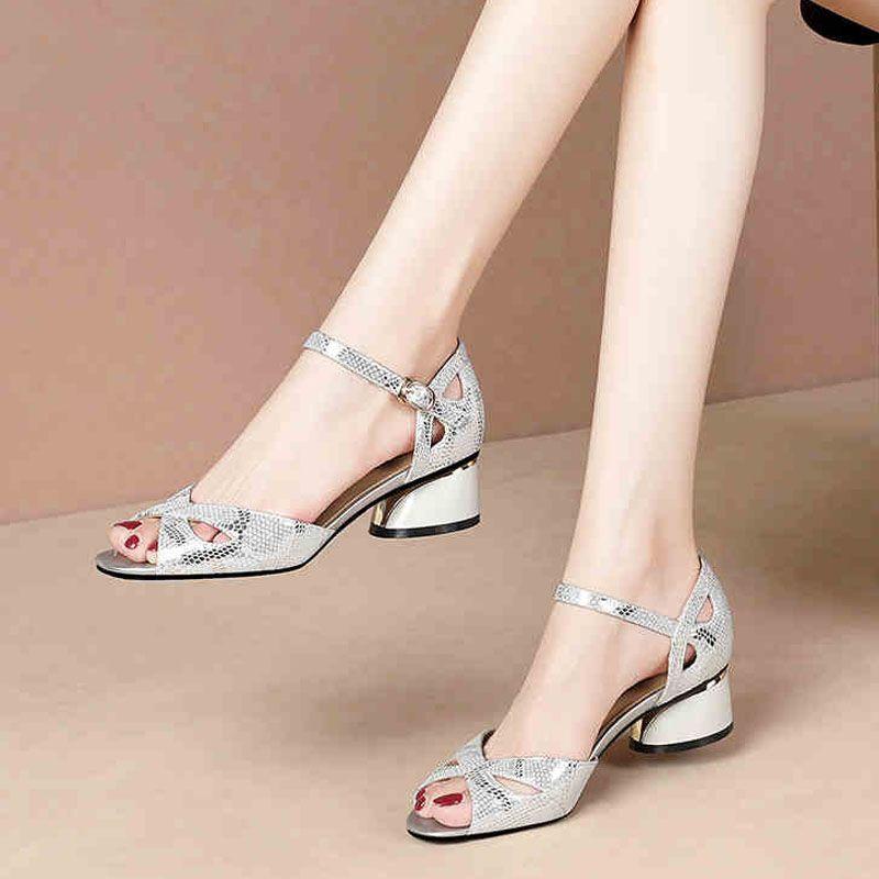 Hollow Snake Pattern With Medium Heels Woman Shoes Summer Sale Chic and Elegant Sales Casual on Offer Comfort Sandals for Women