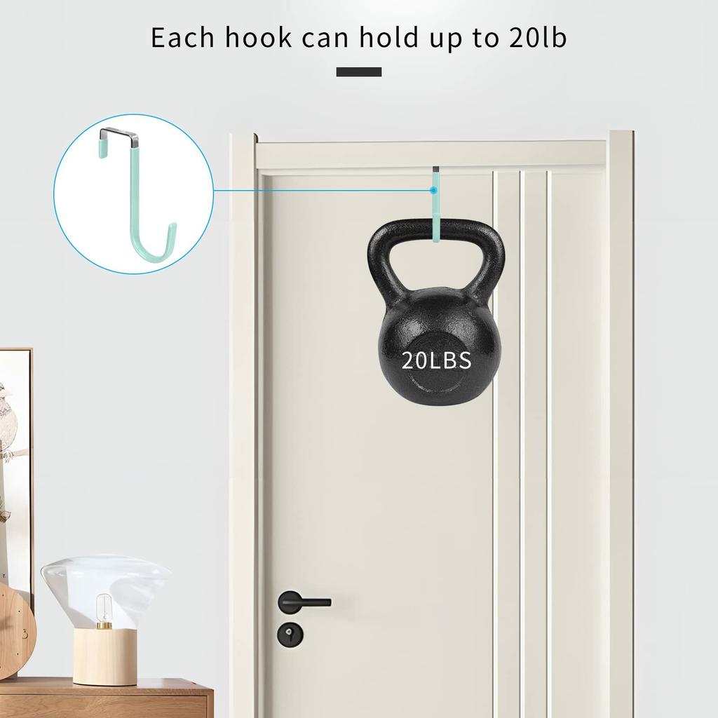 4Pcs Carbon Steel Over The Door Hooks Rustproof Metal Coat Hangers Space-Saving Storage Hooks for Home Bedroom Bathroom Kitchen