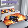 3PC Custom Name Firefighter Bravery Flames Bedding Set Duvet Cover Closure Includes 1 Duvet Cover & 2 Pillowcases for Bedroom