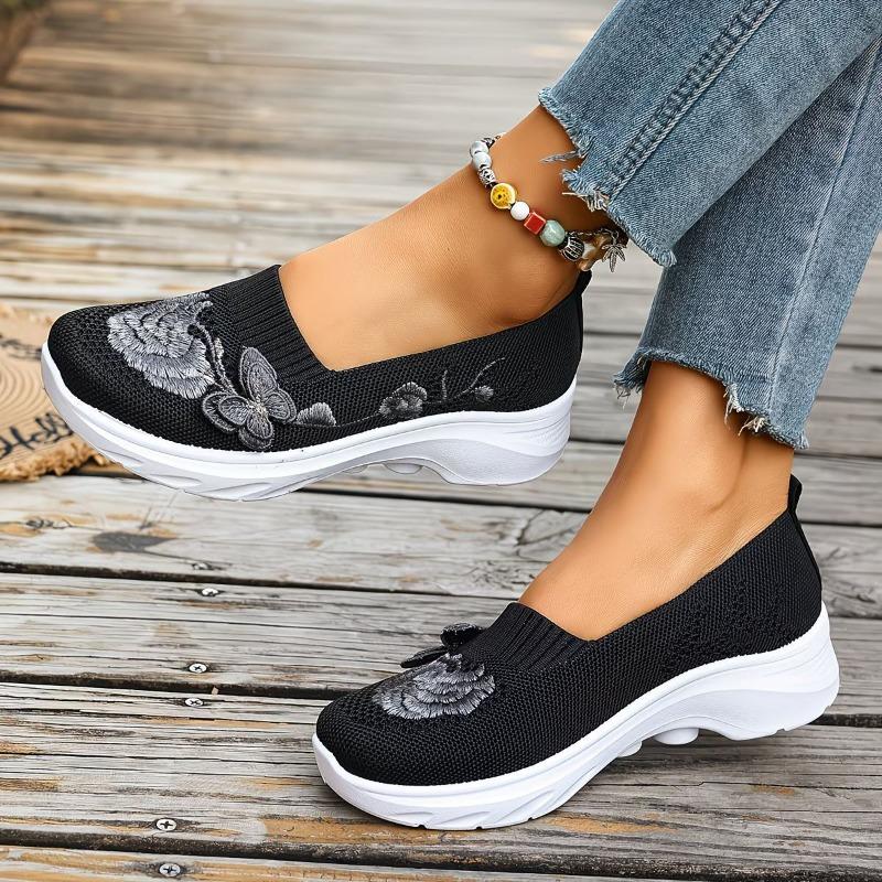 Shoes women's shoes new TEMU large size single shoes embroidered fashion casual shoes flying woven breathable lazy shoes wholesale