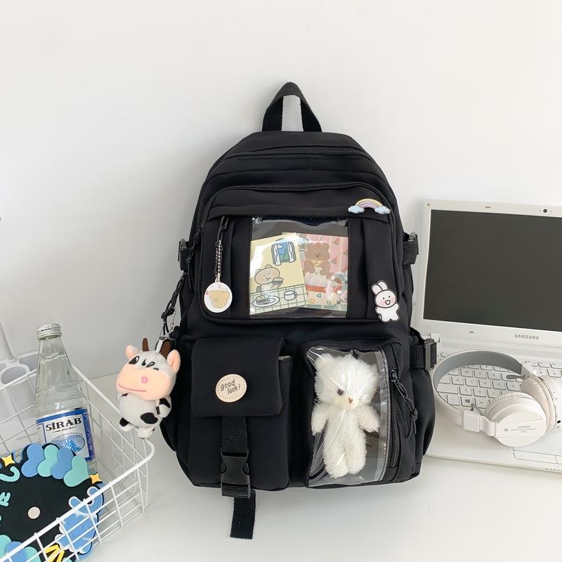 Stylish Large-Capacity Backpack for Junior High & High School Students Without Accessories чёрный