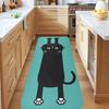 1Pcs Anti Fatigue Kitchen Rugs, Lazy Waist Cat Print Waterproof Non-Slip Thick Cushioned Kitchen Mat Heavy Duty Comfort Standing Mat for Kitchen