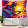 VIKAMA Rock Skull Guitarist Tapestry Music Room Art Wall Hanging Fabric Bedroom Dormitory Party Decoration Tapestry