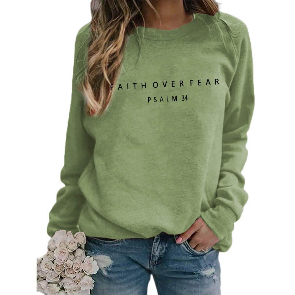 Women's Crew Neck Long Sleeve Loose Fit Sweatshirt Casual Letter Graphic Pullover
