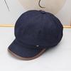 Retro washed denim beret women's autumn and winter versatile face small octagonal hat casual big head circumference newsboy painter hat