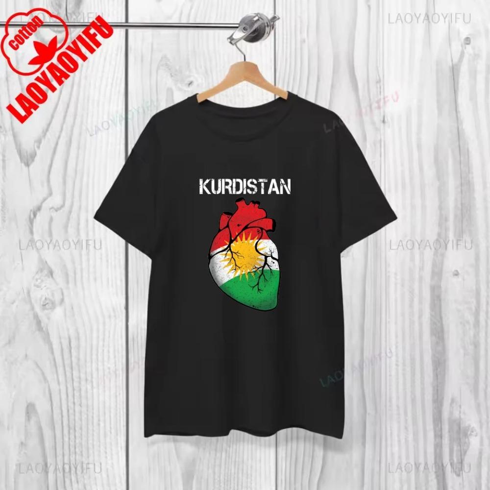 Vintage Kurdistan Kurdish Cotton Tshirt Graphic Street Clothing Short Sleeve Crewneck Summer Style Clothing Y2K Clothing