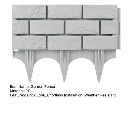 Plastic Garden Retaining Fence Brick Look Edging Border Outdoor Landscape Edging Fence Decorative Picket Panel for Flower Beds Paths Lawns Yard