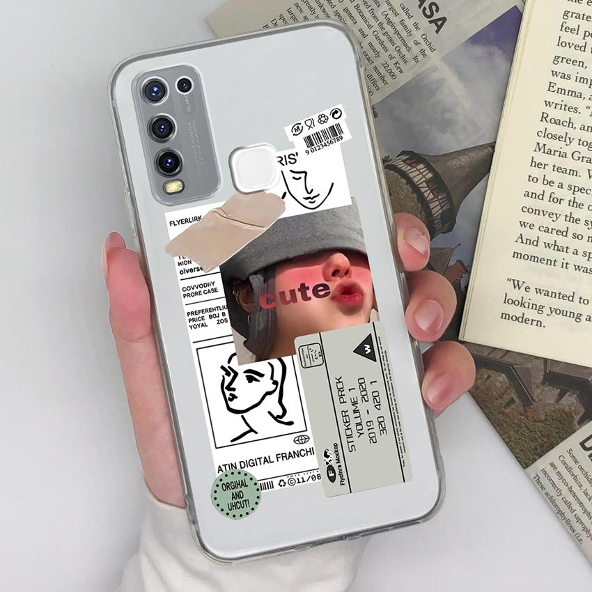Luxuriöse transparente Linsenschutzhüllen für Vivo Y67 Y73 Y55 Y91C Y91 Y78 Y75 Y50 Hübsche Mädchenmuster Weiche Silikon Anti-Rutsch-Hülle für Vivo-Hüllen