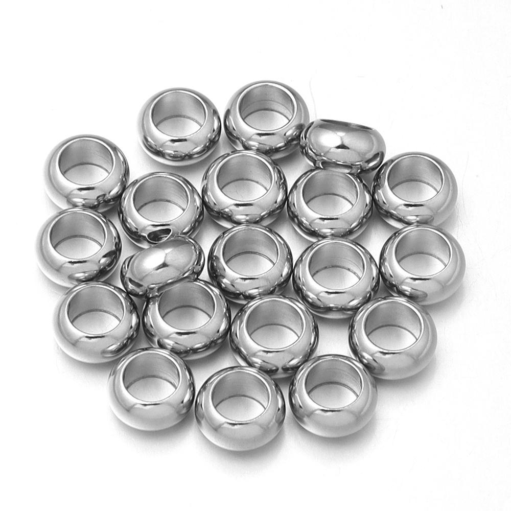 20pcs Stainless Steel Spacer Beads High Quality Big Hole Loose Beads For DIY Bracelet Necklace Jewelry Accessory 6/7/8/9/10/12mm