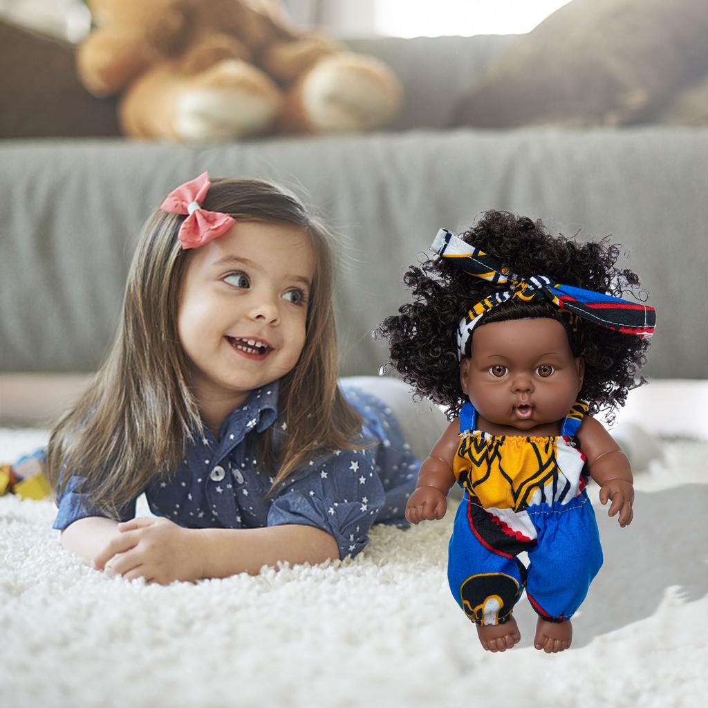 Black Black Baby Cute Curly Black 8-Inch Vinyl Baby Toy
