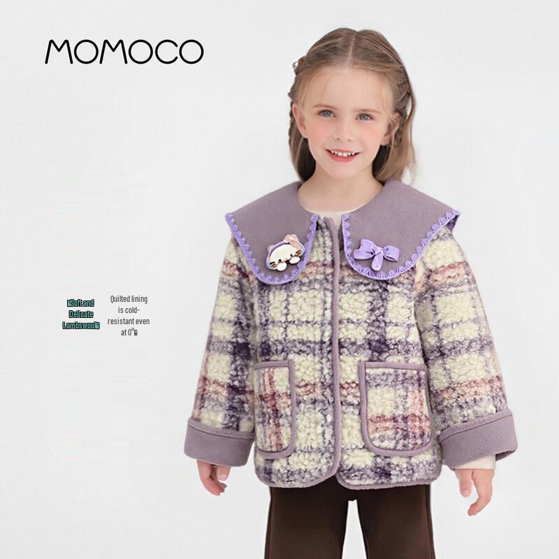 MOMOCO Girls  Winter Plaid Padded Coat with Cute Cat 105