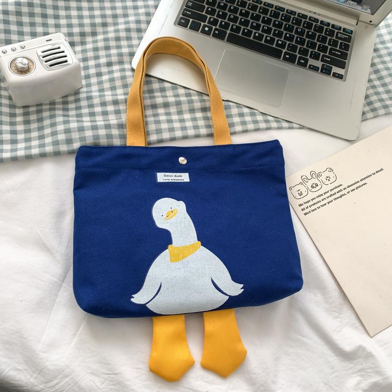 Summer New Duck Canvas Women's Bag, Cute and Fashionable Handbag, Fresh and Simple Shoulder Student Bag
