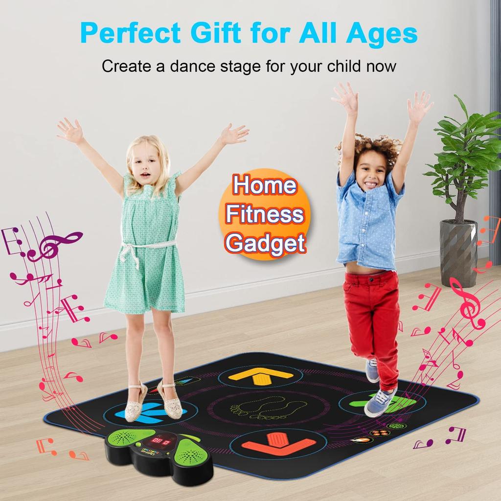 Kids Dance Mat, Girls Dance Pad, Anti-Slip Dance Playmat with 4 Fun Games, 8 Built-in Music & AUX for Kids Ages 3 4 5 6 7 8 9 10+ Year Old