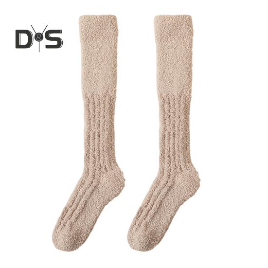 

1 пара женских зимних носков Tihick Coral Fleece, нескользящие, однотонные, теплые, утолщенные, плюшевые, теплые носки для теленка на различные случаи жизни хаки