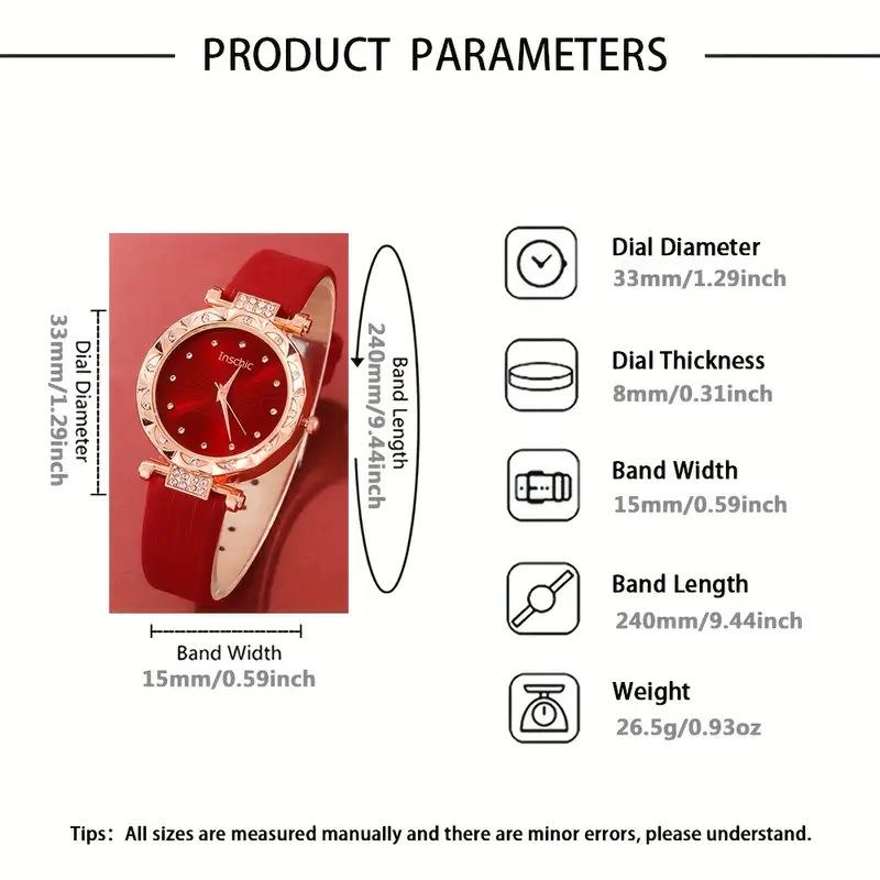 Elegant Women's 5-Piece Watch & Jewelry Gift Set: Quartz Watch, Necklace, Ring, Earrings