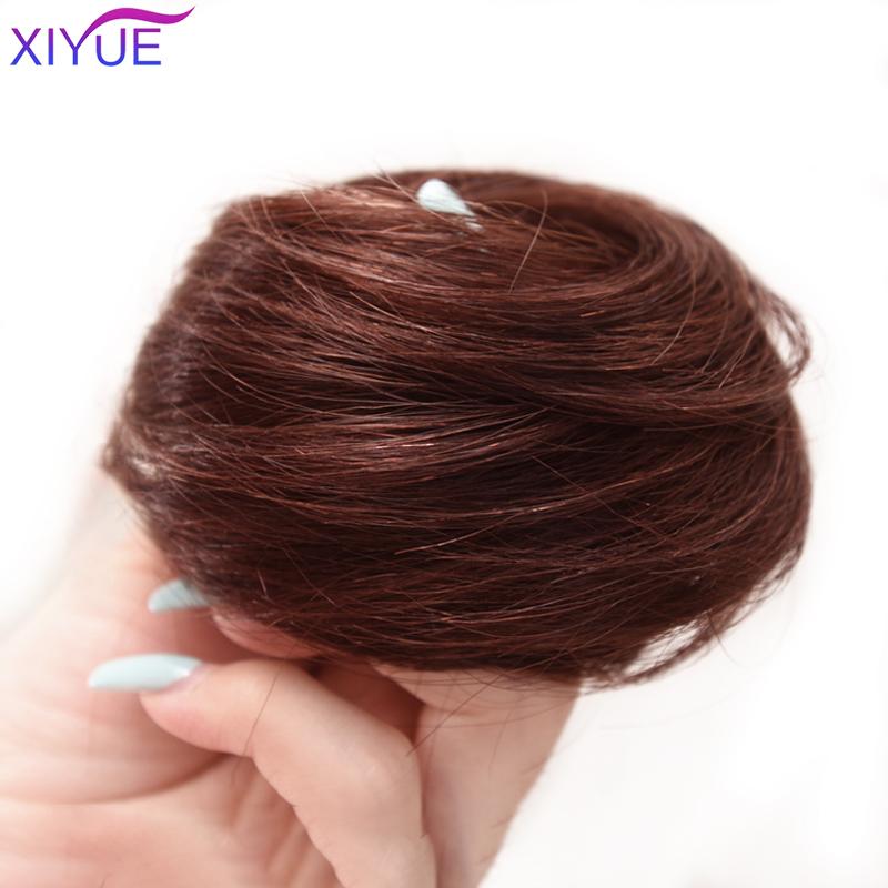 Girls Curly Scrunchie Chignon With Rubber Band Brown Gray Synthetic Hair Ring Wrap On Messy Bun Ponytails Straight Hair Tie