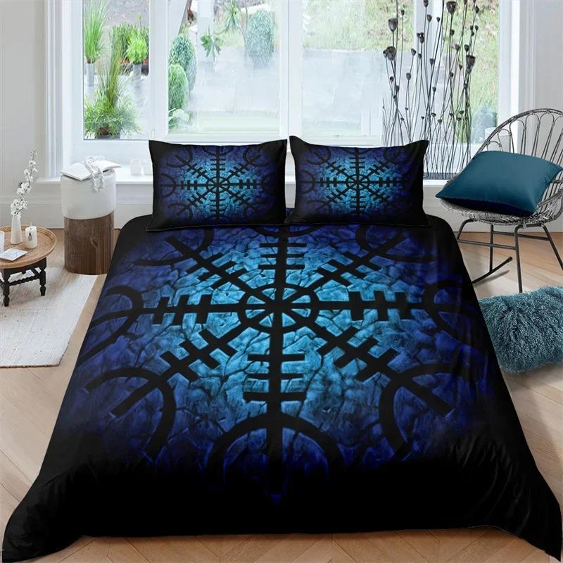 Viking Duvet Cover Scandinavian Folklore Motifs Bedding Collection Microfiber Northern Germanic Culture Vikings Wolf Celtic Quilt Cover