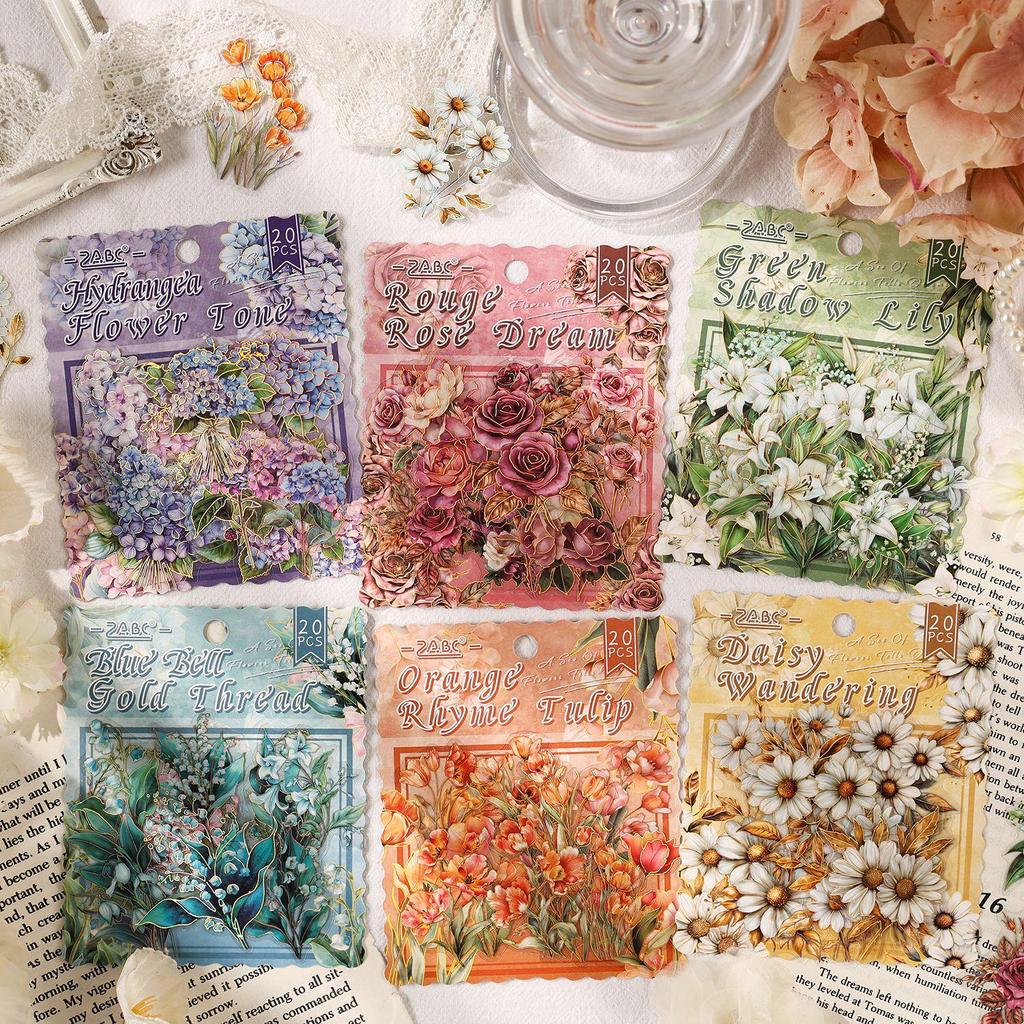 Dream Flower Collage Sticker Set: DIY Journal Embellishments
