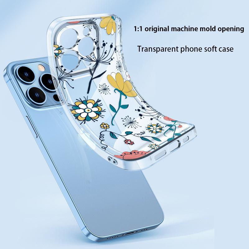 Applicable To Apple 16promax Flower Mobile Phone Case 14 Anti-drop Iphone17 Transparent Protective Case 15 Advanced Simplicity