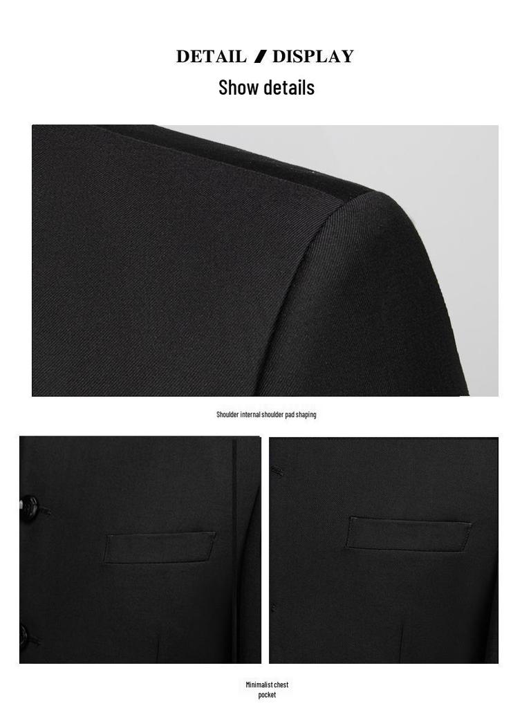 Men's Youth Slim Fit Zhongshan Suit Set - Chinese Stand Collar Wedding Formal Tang Suit