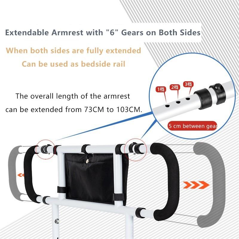 Elderly Adults Dual Side Handles Bed Assist Rails Adjustable Height Handrails High Bed Frames Foldable Bed Assist Bar