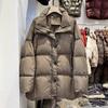 Dongdaemun stand-up collar large version down jacket women's medium and long models new loose thickened white duck down jacket tide
