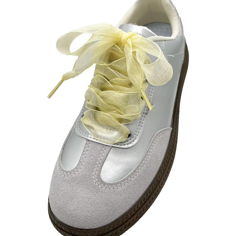 1Pair Women's  Soft Casual Flat Shoestrings for Sneaker 2.5CM Wide Shoe Accessories Shoe Laces Silk Satin Ribbon Shoelaces