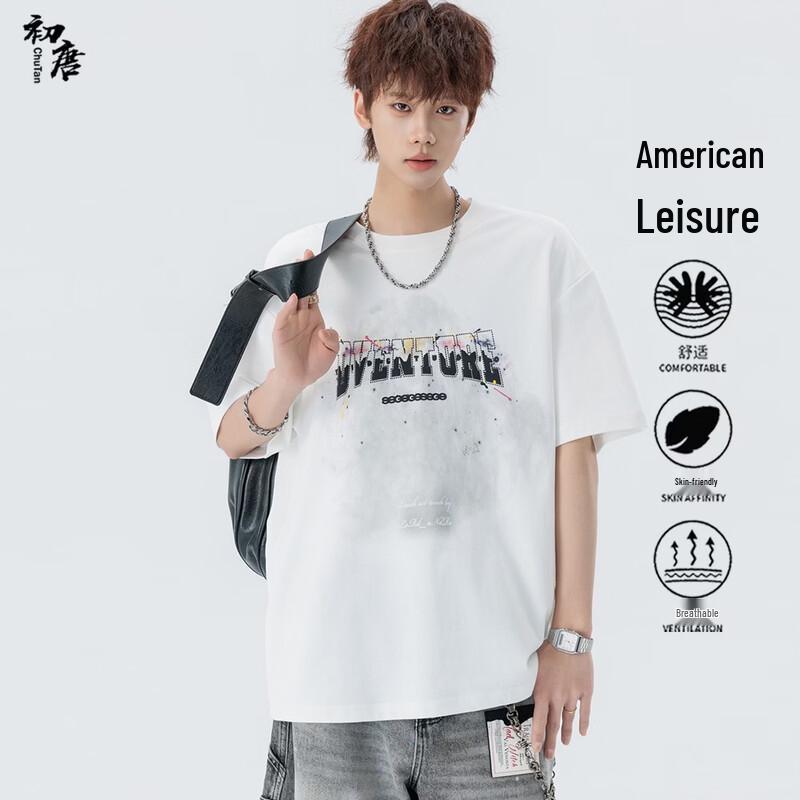 

Chutang Men s Heavyweight Cotton Letter Print T-Shirt 2XL