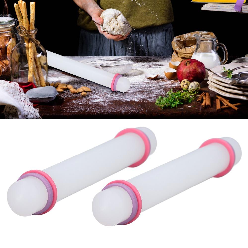 2pcs Adjustable Dough Roller Removable Guide Ring Pastry Rolling Pin Pastry Cookies Making