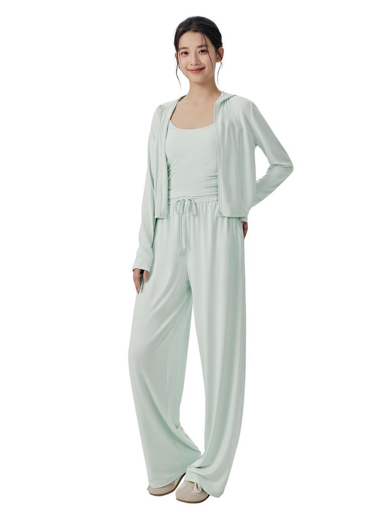 Women's Three-Piece Yoga Suit: Casual Pilates Fitness Set with Sun Protection