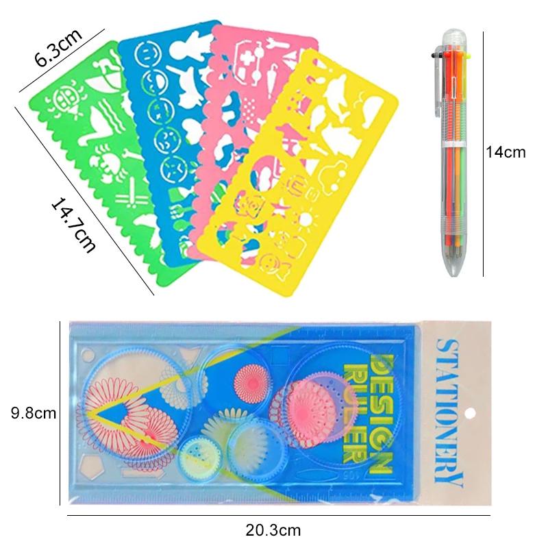 Spirograph Art Drawing Ruler Children DIY Handmade Painting Template Multifunctional Cartoon Color Developmental Toys Gifts TMZ