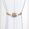 2PCS Magnetic Curtain Ties,with Strong Suction, Woven Rope And Wooden Beads Tiebacks, for Nordic Japanese Style Home Decor