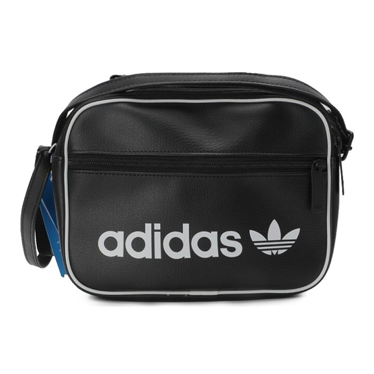 Adidas Originals Letter Logo Trefoil Print Polyester And Polyurethane Shoulder Crossbody Bag Unisex bags Black DH1004 Black