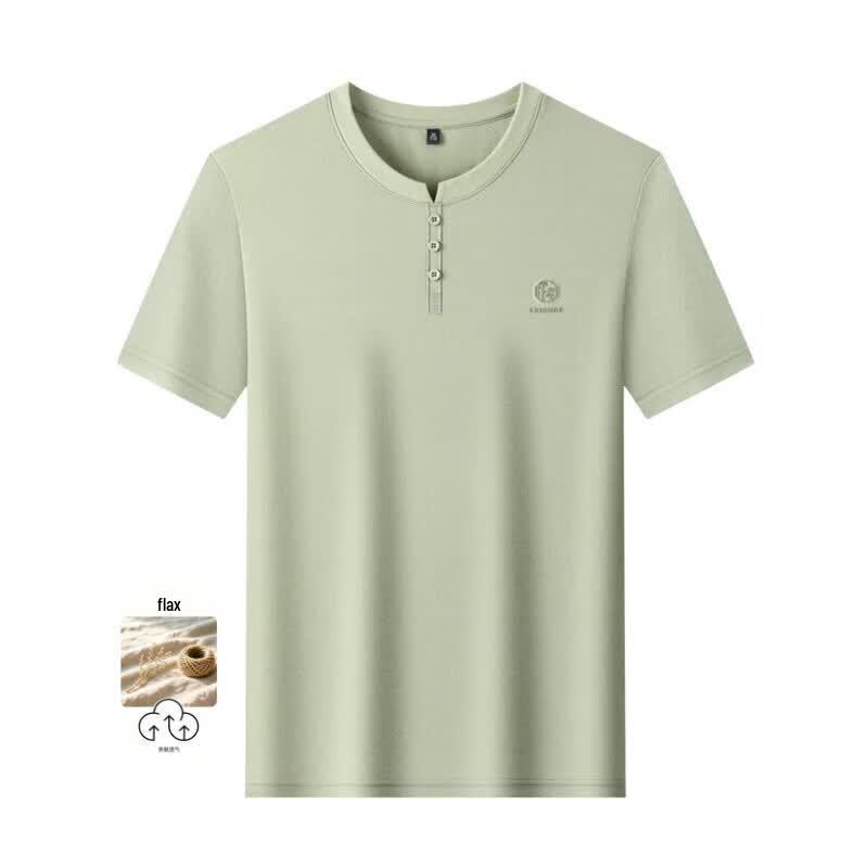 VEE KELLEN Men's Linen Blend Breathable Short Sleeve T-Shirt