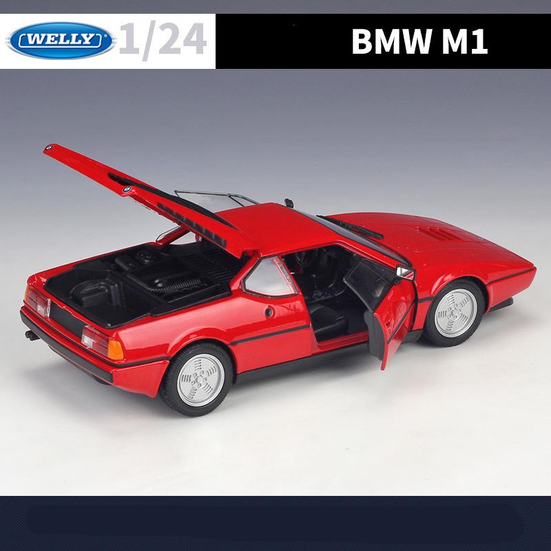 WELLY 1:24 BMW M1 Alloy Classic Sports Car Model Diecast Metal Racing Car Vehicle Model High Simulation Collection Kids Toy Gift