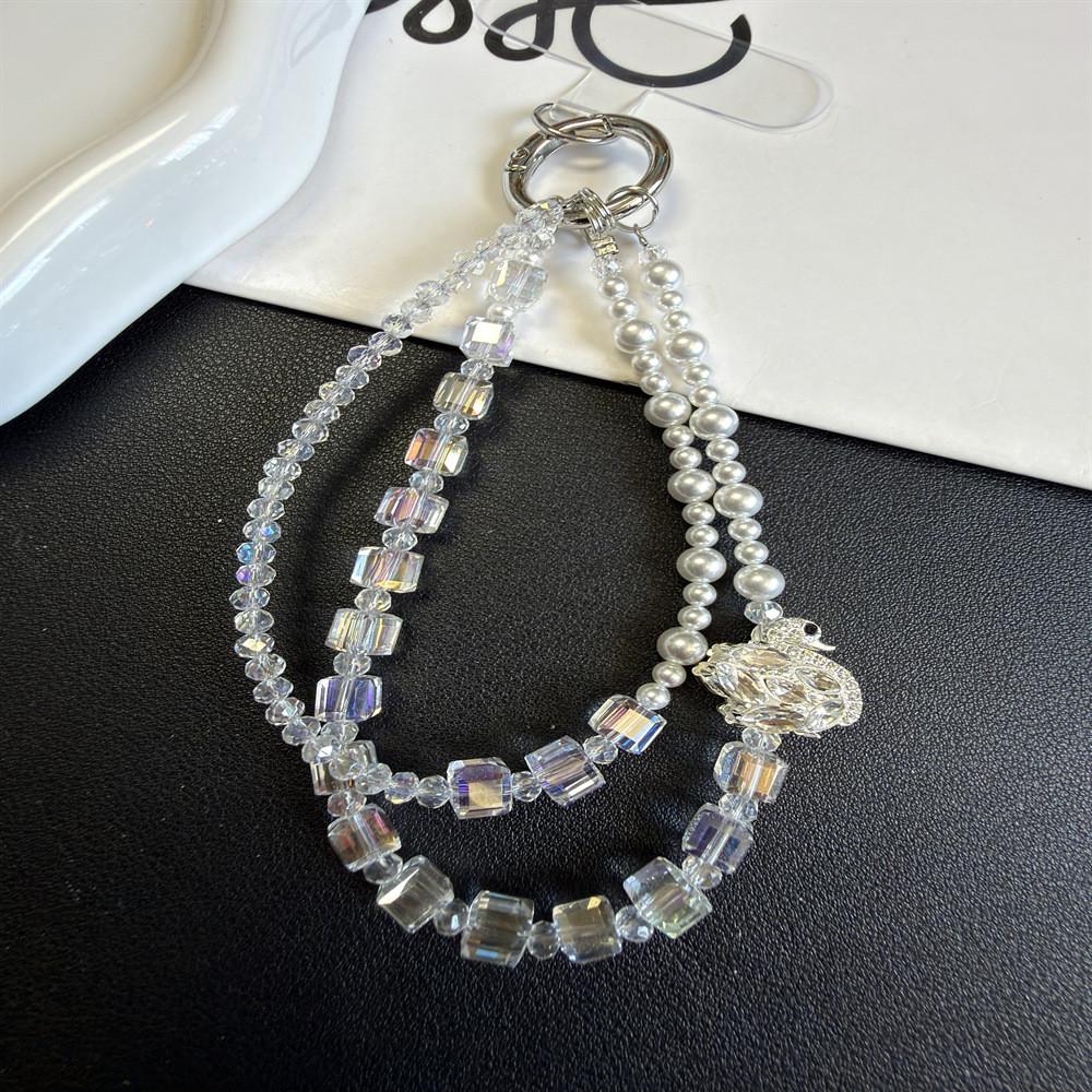 Luxury Water Dazzle Swan Smartphone Lanyard With Double Layer Chain For Women And Men
