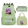 Primary and secondary school students schoolbag three-piece set, animation cartoon personalized printing backpack, casual pencil bag, meal bag